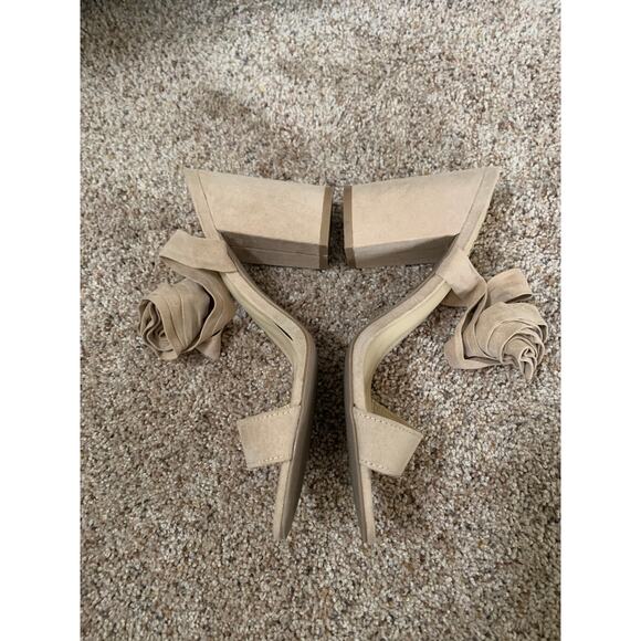 Lulus Alta Light Nude Suede Lace-Up Heel 4 inches Women's Size 11 - Picture 5 of 11